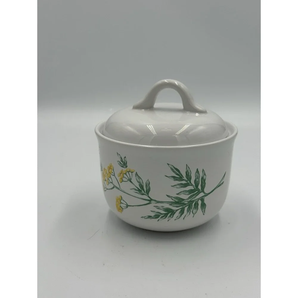 Vintage Corelle Coordinates My Garden Sugar Bowl with Lid Yellow Blue Floral